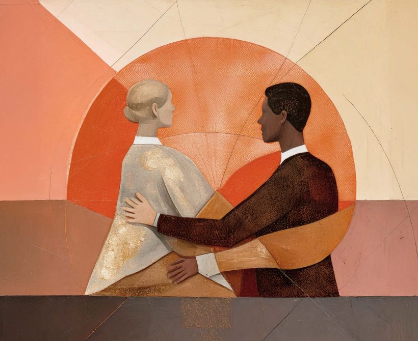Illustration de deux personnes en dialogue, représentant la communication bienveillante consciente et l’écoute empathique.