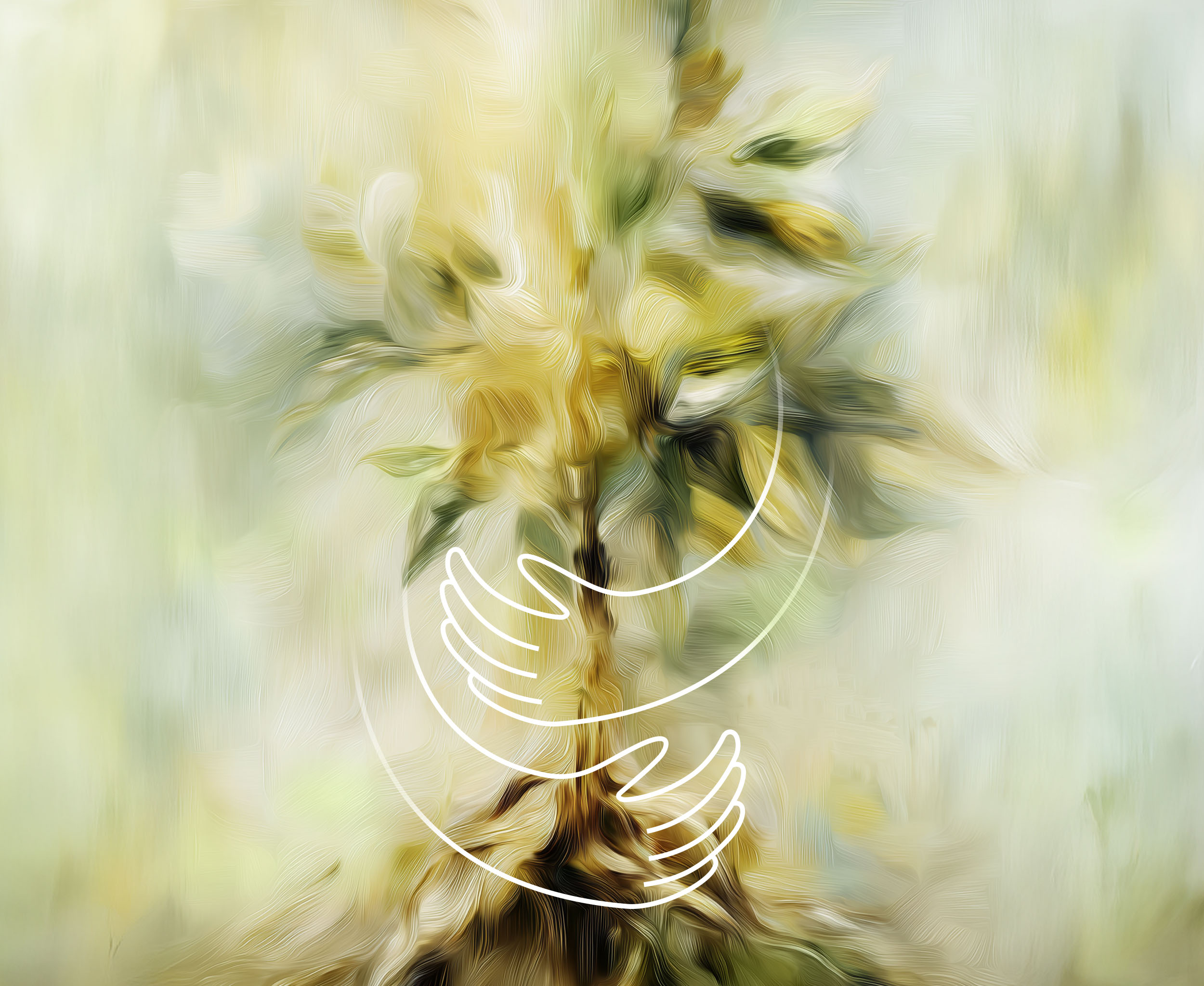 Illustration d’un jeune arbre entouré de lignes blanches évoquant des mains, pour accompagner un billet sur les besoins de l’enfant de 6 à 8 ans.